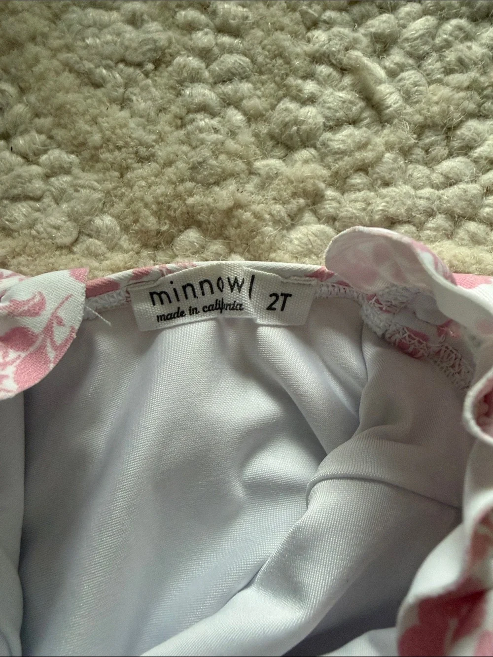 Minnow size 2 Pink Floral Ruffle One-Piece Swimsuit